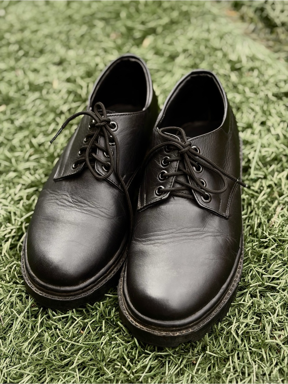 Premium Alpaca Leather Derby Shoes Lug Sole Oxfords - Handmade Bolivia - Size 6